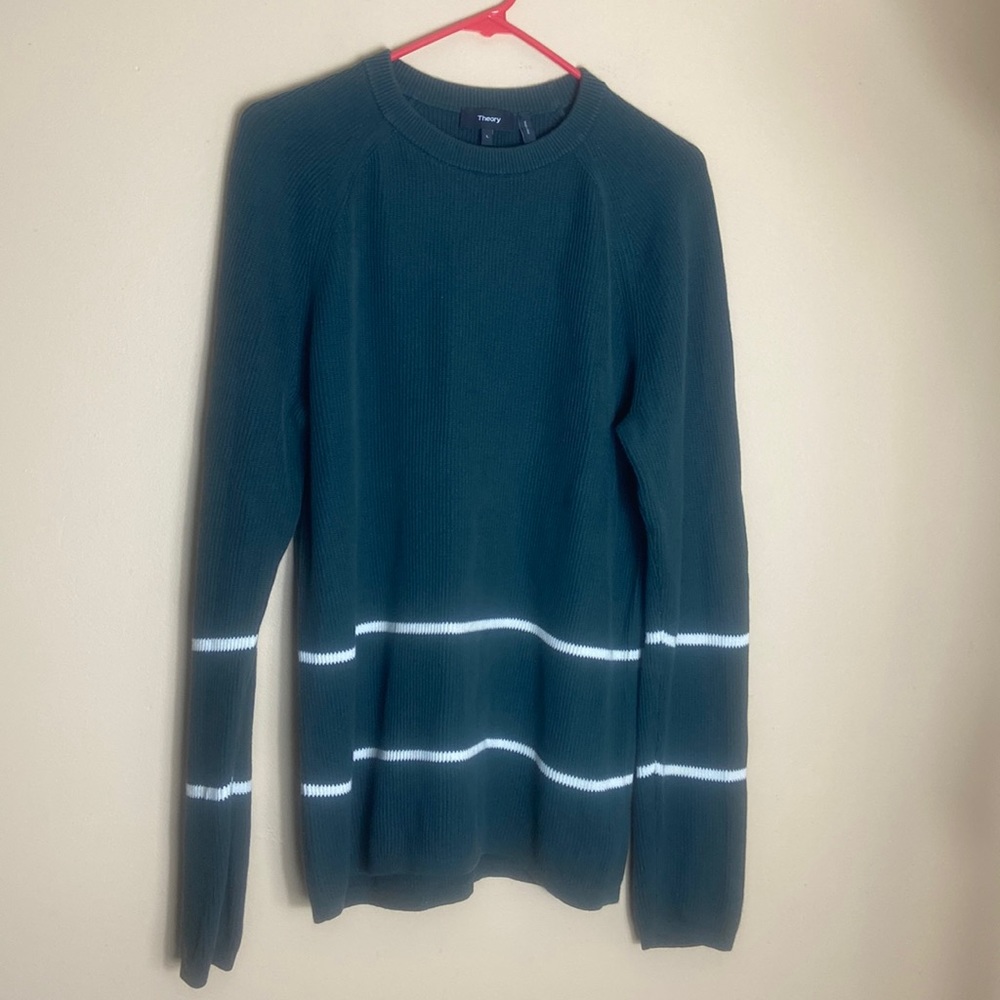 Theory mens L forest green sweater